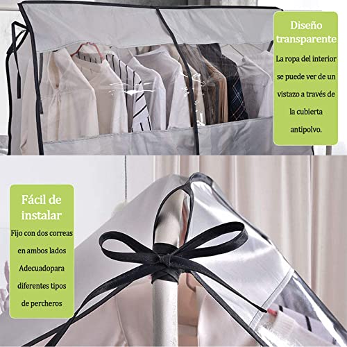 Protector de Ropa Colgante, Transpirable Reutilizable de Ropa Colgante para Trajes, Funda Protectora para Ropa con Cinta y Correa Mágicas,Ideal para Abrigos, Vestidos, Trajes,Chaqueta y Ropa Más Larga