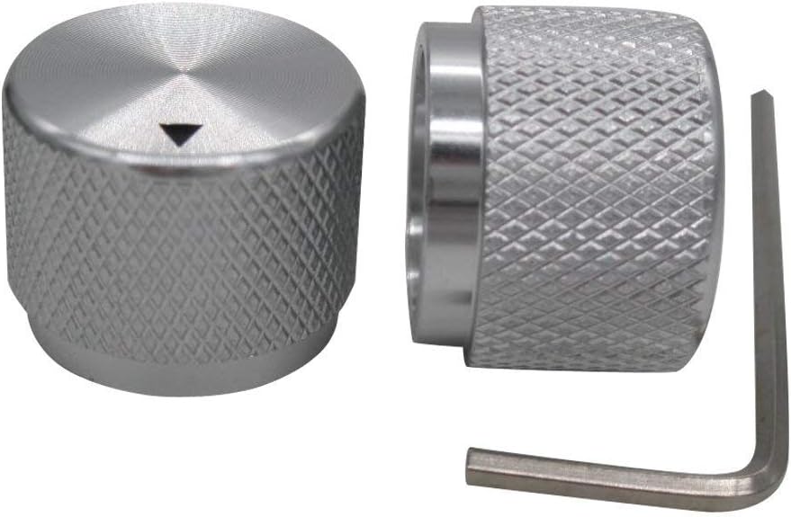 Taiss/ 2pcs Silver color Aluminum Rotary Electronic Control Potentiometer Knob For 6 mm Diameter Shaft, Volume Control Knob