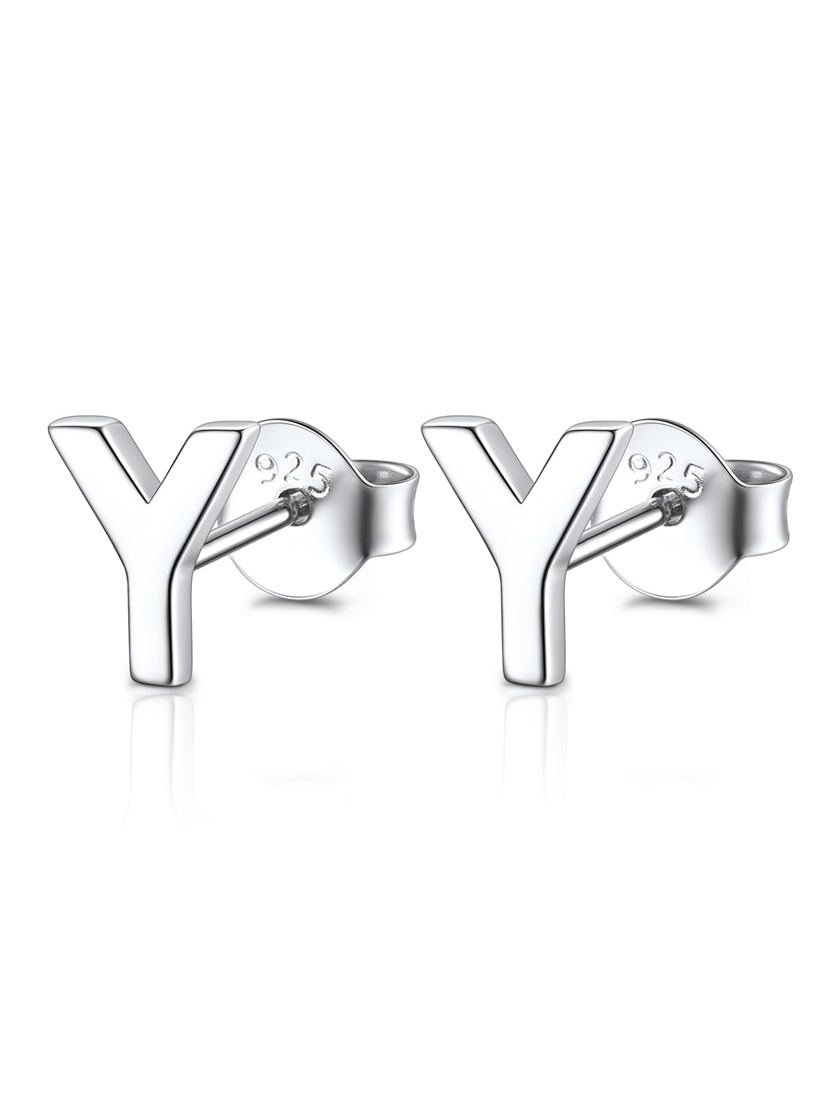 FOCALOOK Stud Earrings for Women Sterling Silver Initial Earring 925 Letter Y Silver Ear Studs Personalized Alphabet Jewelry Hypoallergenic Meaningful Gifts for Womens