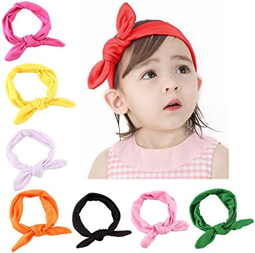 Kingyee Kids Baby Girl Headbands and Bows with Elastic Bunny Ear Cute Hair band for Newborn Toddler(8Pcs)