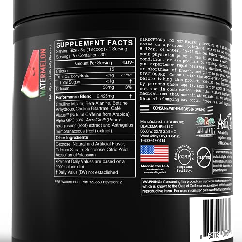 BLACKMARKET PRE Workout Flavored Energy Powdered Drink Mix for Men