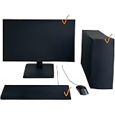 MyBolin 3-Piece Computer Dust Cover Set - Waterproof &amp; Dustproof with Elastic Fabric, Pure Black Minimalist Design, Includes mainframe Case, Keyboard &amp; 19-27 Inch Monitor Covers , Universal Fit