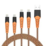Aoshitai iPhone Charging Cable 4 Pack <3Ft 6Ft>Nylon Braided Lightning Charger Cable for iPhone Xs/Max/XR/X/8/8Plus/7/7Plus/6S/6Splus Ipad iPod and More - Orange