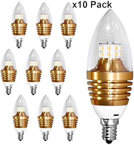 New Galaxy Lighting 7W LED Chandelier Candelabra Light Bulb, E12 Base 60 Watt Equivalent, 6000K Daylight White, Pack of 10