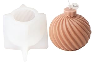 Xidmold 3D Christmas Ball Candle Mold, Xmas Ornament Silicone Mold for Fondant, Chocolate, Soap, Plaster, Candle, Christmas Crafts (B)