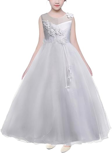 Huanqiue Robe Fille Princesse Mariage Fille D Honneur Elegantes