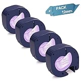 Wonfoucs Compatible Label Tape Replacement for DYMO LetraTag Refills Clear Transparent Label Tape Compatible with DYMO Label Maker, 1/2 Inch x 13 Feet 12mm x 4m, 4 Pack
