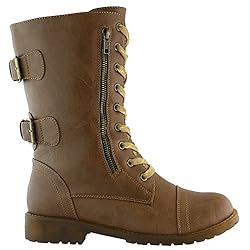 DailyShoes Women's Combat Bootie Ankle Mid Calf Low