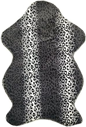 Gracefur Faux Fur Rug Chic Style Cow Leopard Printed Decorative Area Rug Silky Soft Throw Rug Fits Perfectly in Living Room / Bed Room or as a Couch Decor Vertical