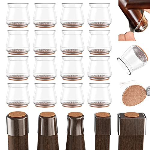 Felt-Furniture Chair-Leg Slider Floor-Protector Pad - 16 Pcs Silicone Felt Pad,Protecting Floors from Scratches and Noise, Smooth Moving for Chair Feet