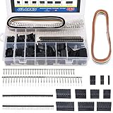 Glarks 635Pcs Connector Housing Male/Female Pin Connector 40 Pin 2.54mm Pitch Pin Headers and 10 Wire Rainbow Color Flat Ribbon IDC Wire Cable Compatible with Dupont Connector Assortment Kit