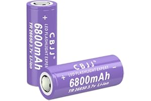 CPZZ 3.7V 26650 Rechargeable Battery, 6800mAh 3.7 Volt Lithium for Doorbells, Headlamps, Flashlights & More (2 PCS), 240313XH0313