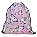 Waterproof Drawstring Bag for Girls,Print Backpack Travel Gym Bags(Unicorn,SH90)