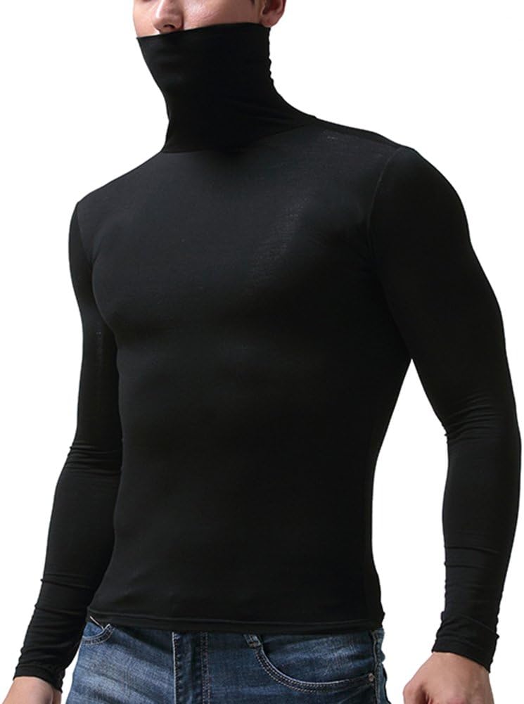 Thermal Underwear for Men Winter Long Sleeves Top Comfortable Turtle Neck Stretch Warm T-Shirt Vest Base Layer Shirts Underwear