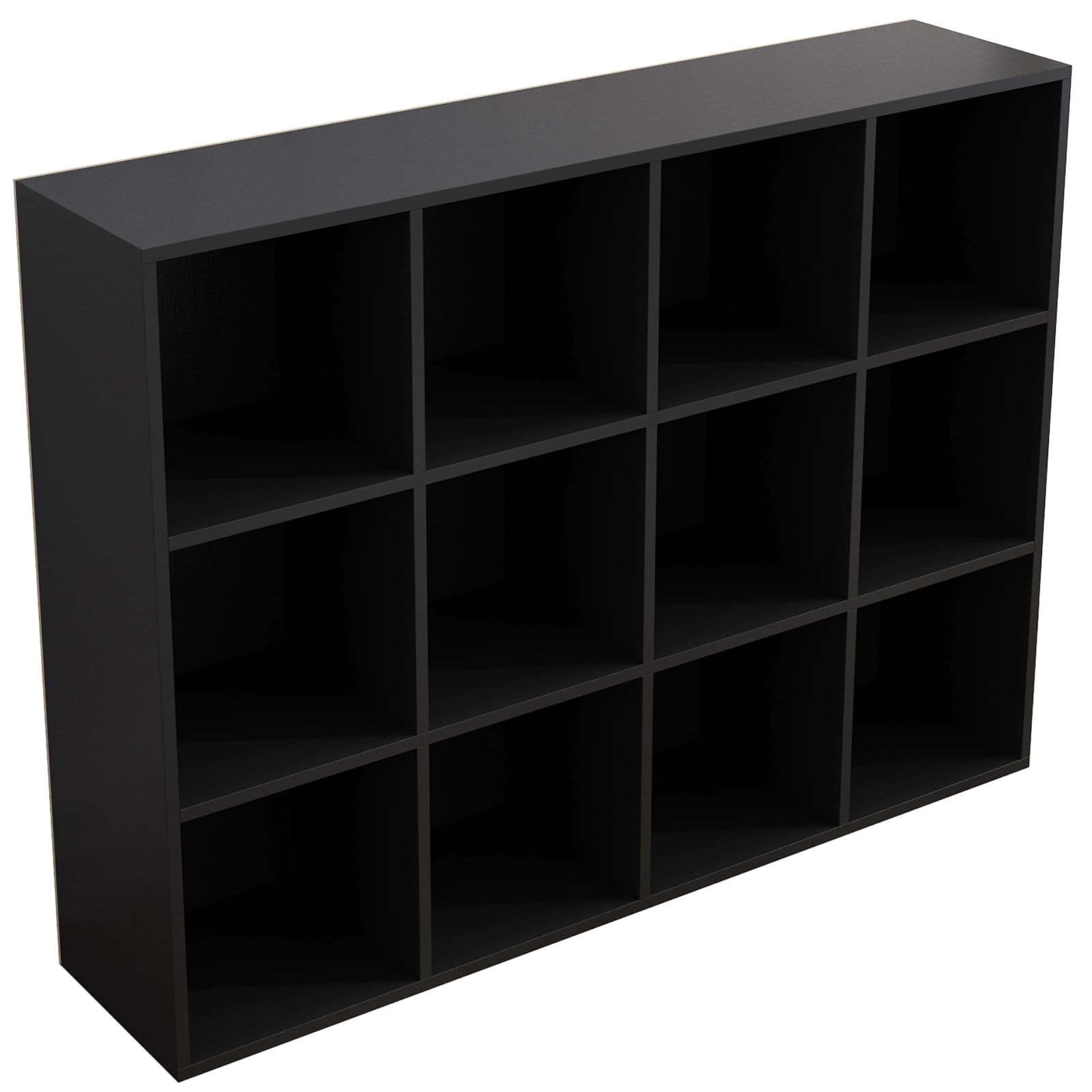 Photo 1 of OSCHF 12-Cube Storage Shelf Bookcase - Wooden 3-Tier Floor Standing Open Bookshelf for Home and Office, Display Cabinet, Black