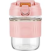 LifmPlay 12oz Glass Shaker Bottle, Borosilicate Glass Blender Protein Powder Leak-Proof Shaker Cups for Protein Shakes Mixes with Stainless Steel Shaker Ball