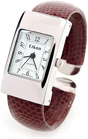 Brown Silver Snake Style Band Rectangle Case Women's Bangle Cuff Watch