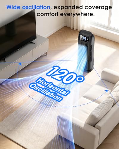 6 in 1 Portable Air Conditioner, Silent Air Conditioning with Air Cooler, 1200 ml, Oscillation 120°, Timer 1-12H, 4 Speeds, Touch Controls and Remote Control (Night Black)