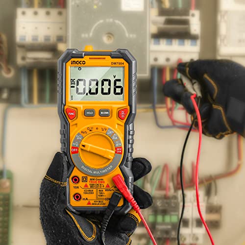INGCO Tester Digital Multimeter TRMS 6000 Counts with Double Fuse