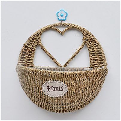 Endlless Hand-Woven Natural Straw and Willow Basket Wicker Flower Pots Flower Wall Hanging Flowerpot Hanging Basket Rustic Rattan Hanging Wall Basket-01