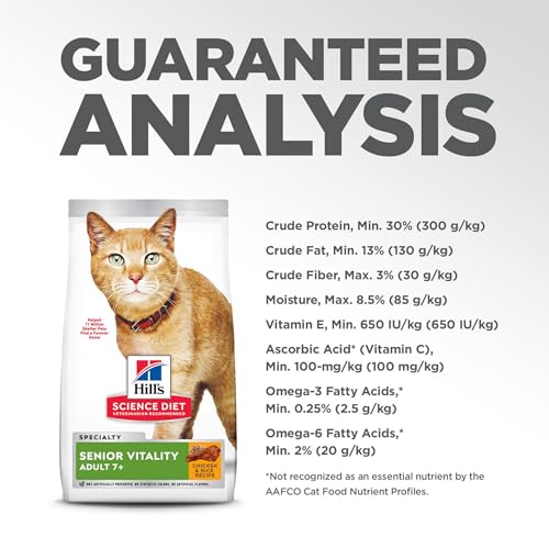 HILL’S SCIENCE DIET ADULT 7+ SENIOR VITALITY CHICKEN & RICE RECIPE DRY CAT FOOD 3 LBS.