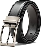 Genuine Leather Belt Single Prong Rotated Buckle Adjustable Dress Belt for Men