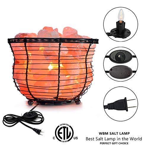 Himalayan Glow Pink Salt Night light, Tall Round Natural Salt Lamp, 8-10 LBS, Dimmable Table Lamp by WBM