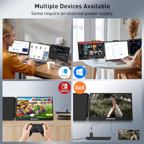 Maxfree S2 Triple Monitor for Laptop, 14'' Laptop Monitor Extender Plug