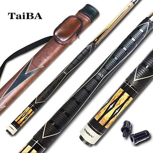TaiBA 2-Piece Pool Stick with 1x1 Case,13mm Multilayer Leather Tip, 58", Hardwood Canadian Maple Professional Billiard Pool Cue Stick 19-21 Oz