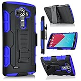 LG G Vista Case, StarShop iRobot Dual Layer Holster Case with Kickstand and Locking Belt Swivel Clip + Premium HD Screen Protector Blue