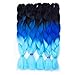 Jumbo Braiding Crochet Twist Hair 5Packs/Lot Box Braids Crochet Hair Synthetic Braiding Hair Extensions for Women 24 Inches Crochet Hair Box Braids Twists Hair (Black-RoyalBlue-SkyBlue)