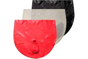 EXLATEX Mens Latex Rubber Panties Shorts with Ball and Half Sheath Cut-out Ring Underwear