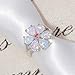 CiNily Flower White Opal Ring,Rhodium Plated Pink Tourmaline Women Jewelry Gemstone Ring Size 6-12