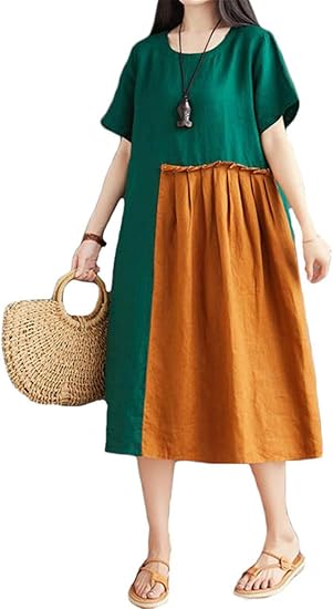 Amazon Co Jp Infabe ワンピース レディース ナチュラル マキシワンピース セットアップ 森ガール ロング丈 綿 麻 ゆったり 無地 夏 大人 通勤 大きいサイズ 服 ファッション小物