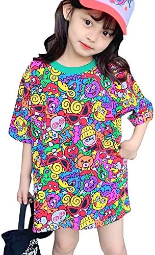 水田亜木 ｔシャツ ガールズ ワンピース 子供 女の子 夏 綿 半袖 カラフル 個性的 派手 カラフルワンピース キッズ