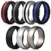 Saco Band Mens Silicone Rings Wedding Bands - 7 Pack (Middle Line Blue Red Black Gray, Silver, Dark Silver, Black, 8.5-9 (18.9mm))