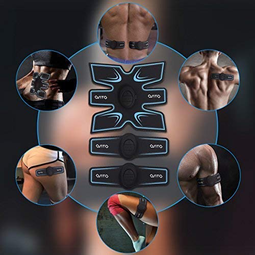 AOSTO Stimulateurs électriques, EMS Muscle Toner, Gym Workout et Fitness Body à la maison Stimulateur Taille Muscles Stimulateur Fitness Equipment (Whole Machine, Blue)