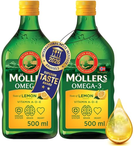 Möller's Omega 3 Lebertran Öl | Nordic Omega 3 Nahrungsergänzung mit EPA, DHA, Vitamin A, D, E | Superior Taste Award | Hochreiner natürlicher | 165 J