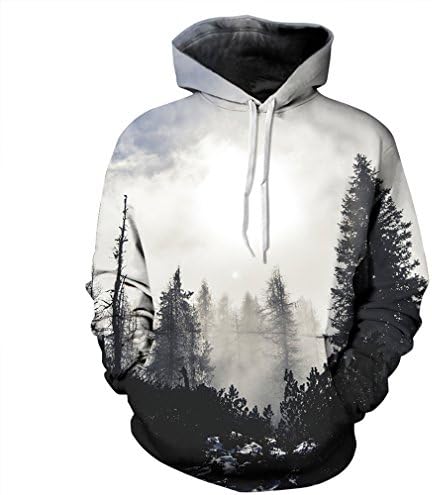 Fengtre Unisex Casual Active Realistic 3d Simulation Printed Kangaroo Pocked Drawstring Hooded Sweatshirt Tops