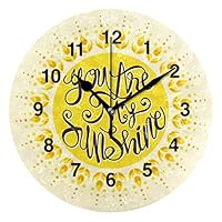 Jojogood You are My Sunshine Clock Wall Decor Acrylic Decorative Round Clock for Home Bedroom Living Room Art