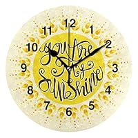 Jojogood You are My Sunshine Clock Wall Decor Acrylic Decorative Round Clock for Home Bedroom Living Room Art