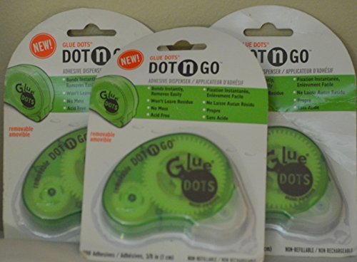 Glue Dots .375 Removable Dot Disposable Dispenser-200 Clear Dots