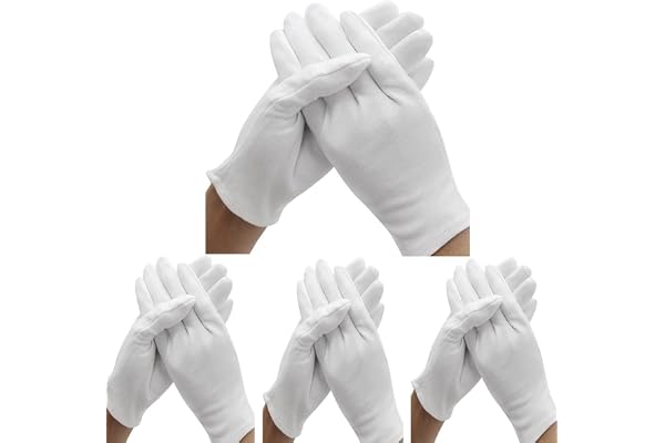 BWEISSTH 24 Pcs (12 Pair) White Cotton Gloves for Dry Skin Moisturizing, Cosmetic Eczema Hand Spa, Coin Jewelry Inspection, S
