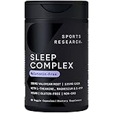 Sports Research® Sleep Complex- Melatonin-Free Vegan Capsules - with Valerian Root, GABA, L-Theanine, Magnesium & 5-HTP - 30 Servings