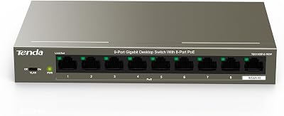 Tenda 9-Port Gigabit PoE Switch 8 PoE+ 92W Unmanaged Ethernet Plug Play Metal
