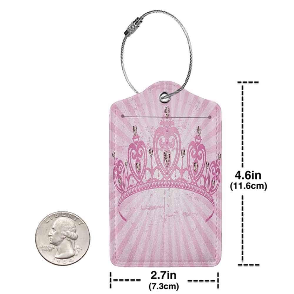Printed luggage tag Queen Childhood Theme Pink Heart Shaped Princess