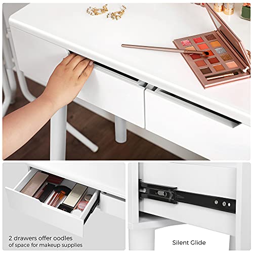 VASAGLE Vanity Table, Makeup Vanity Desk with Rounded Mirror, 2 Drawers