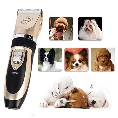 Newcomdigi Low Noise Rechargeable Cordless Pet Grooming Clippers Professional Electric Clippers Grooming Trimming Kit for Dogs Cats and Other House Animals