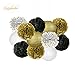 NICROLANDEE Black Gold Party Decorations - 28 PCS Black Gold Tissue Paper Pom Poms Hanging Paper Lanterns Star Garland Tassel for New Years Decoration 2025, Birthday, Prom Night, Graduation Decoration