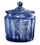 Miles Kimball Cobalt Blue Depression Style Glass Biscuit Jar